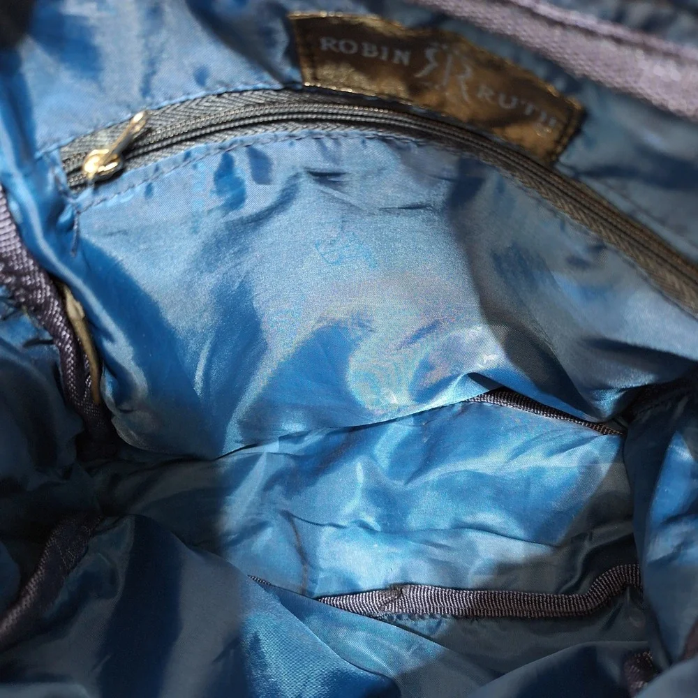 Robin Ruth Paris Messenger Bag Blue Canvas Crossbody Travel Souvenir Print